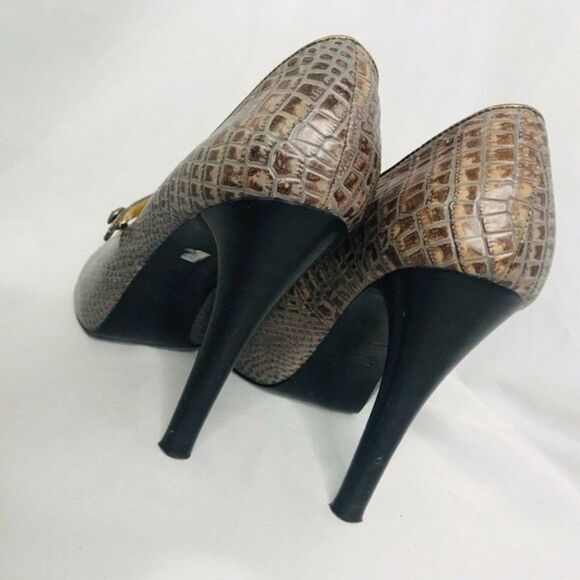 Hale Bob Platform Shoes Open Toe Platform Reptile Heels - Picture 2 of 7